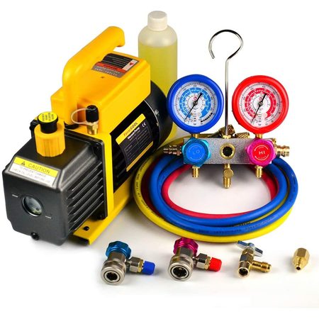 Favorcool 3.6CFM 1/4HP Air Vacuum Pump with Manifold Gauge Set for Freon Charging FC-36T-136G
